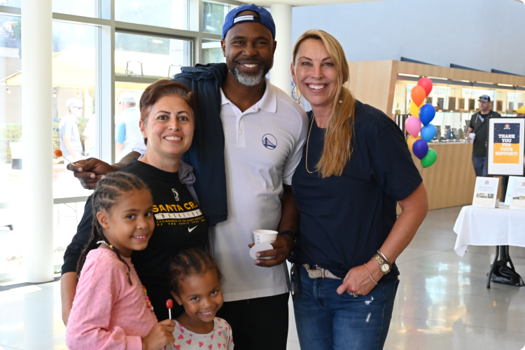 Golden State Warrior Player Dev Coach Kris Weems and family with Tracy Bianchi, Menlo School Counselor