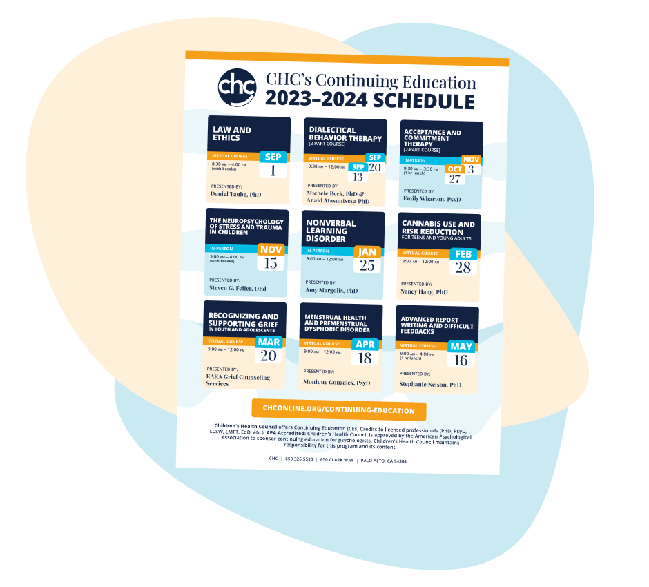 Graphic of a stylized CHC Continuing Education schedule illustrating the PDF download